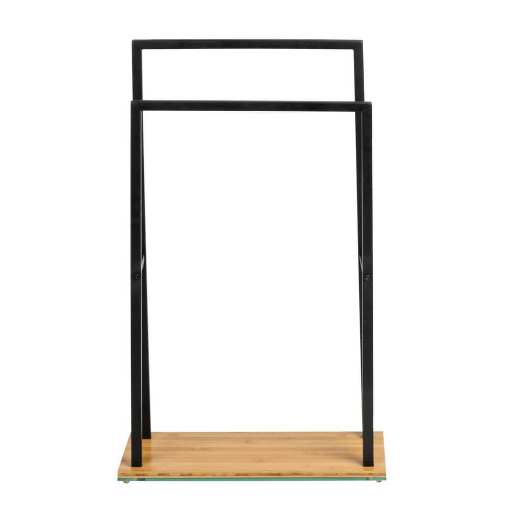 Bambusa 2 Rail Freestanding Towel Rack Matte Black - BATHROOM - Towel Racks - Soko and Co