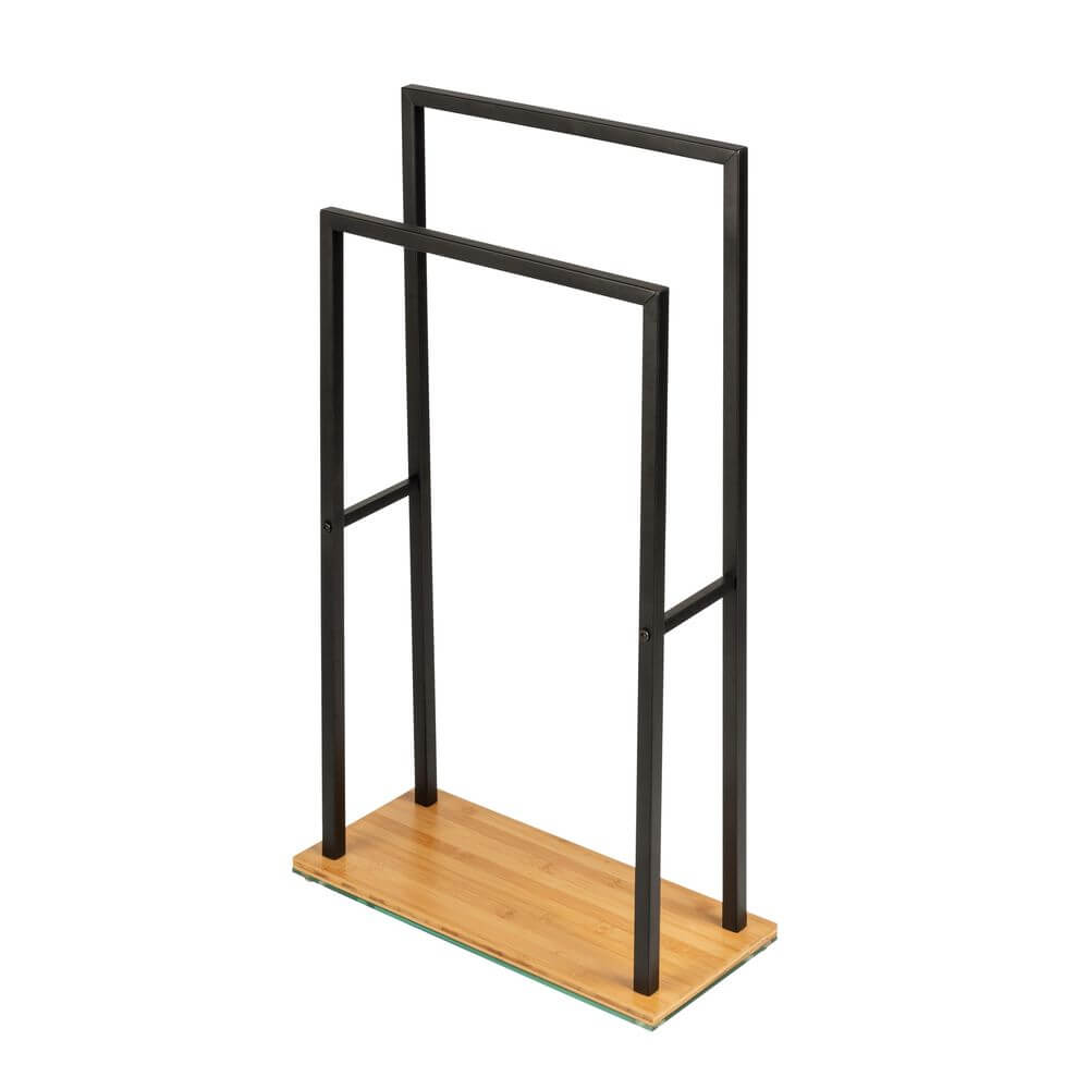 Bambusa 2 Rail Freestanding Towel Rack Matte Black - BATHROOM - Towel Racks - Soko and Co