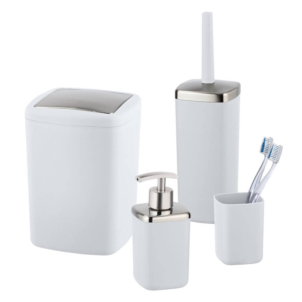 Barcelona 4 Piece Bathroom Accessories Set White - BATHROOM - Bathroom Accessory Sets - Soko and Co