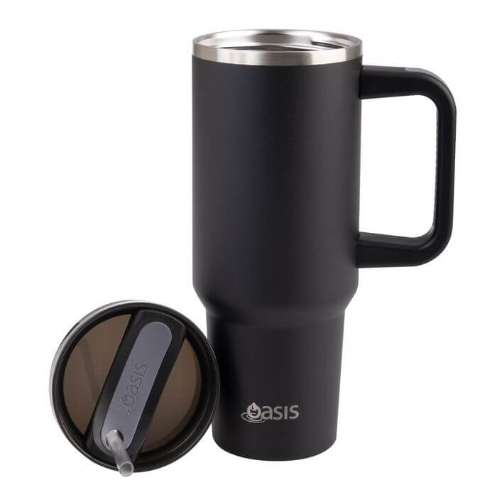 Commuter 1.2L Insulated Tumbler with Straw Black - LIFESTYLE - Water Bottles - Soko and Co