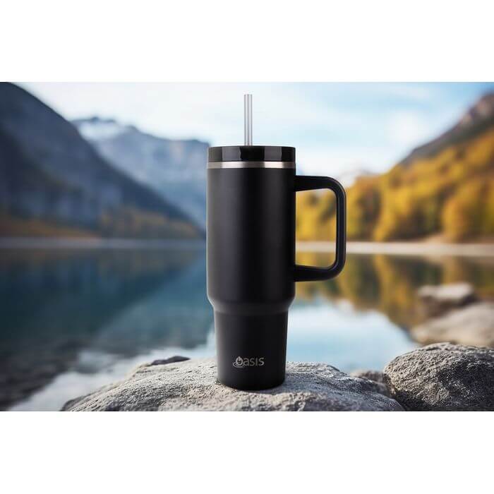 Commuter 1.2L Insulated Tumbler with Straw Black - LIFESTYLE - Water Bottles - Soko and Co