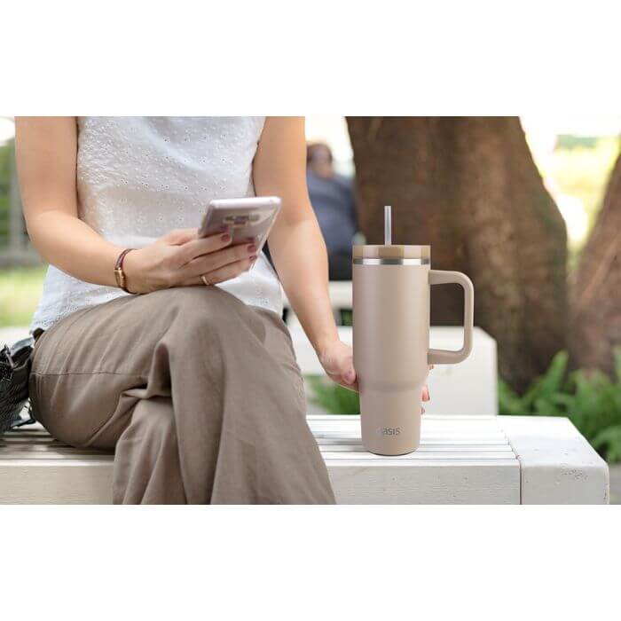 Commuter 1.2L Insulated Tumbler with Straw Latte - LIFESTYLE - Water Bottles - Soko and Co