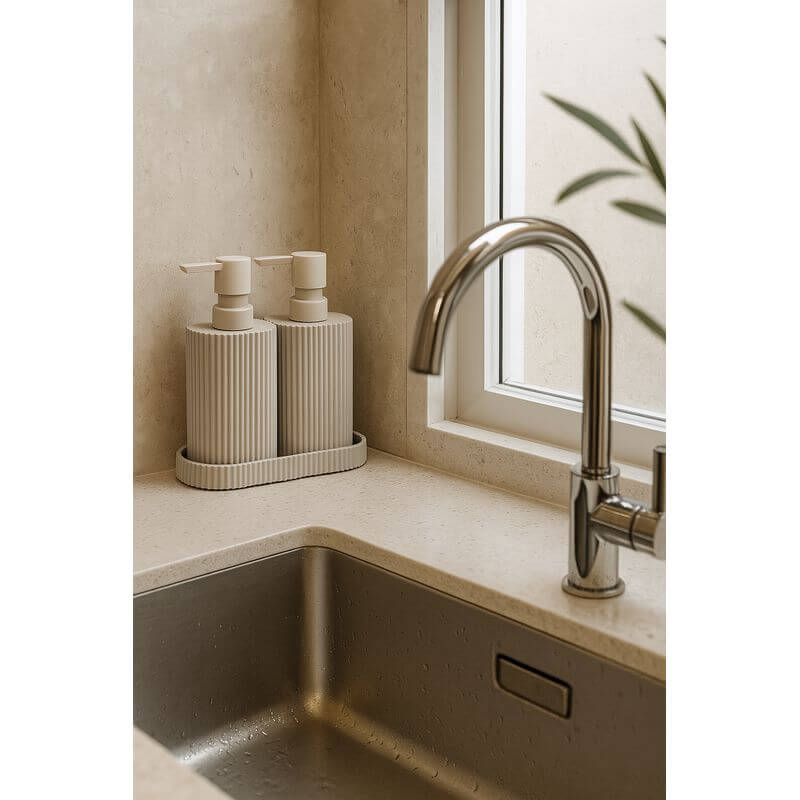 Eco Basics Wash Station Duo Taupe - BATHROOM - Soap Dispensers and Trays - Soko and Co