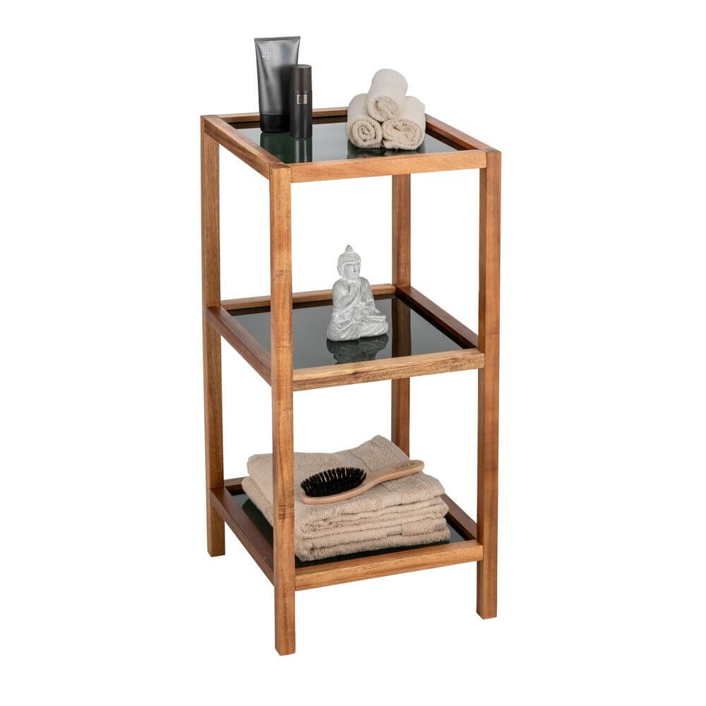 Fern Wood & Glass 3 Tier Shelving Unit - HOME STORAGE - Shelves and Cabinets - Soko and Co