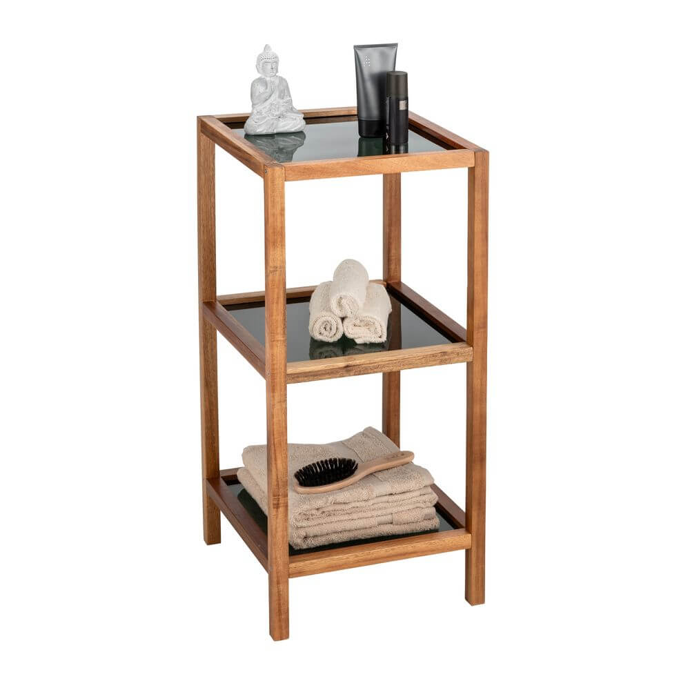 Fern Wood &amp; Glass 3 Tier Shelving Unit - HOME STORAGE - Shelves and Cabinets - Soko and Co