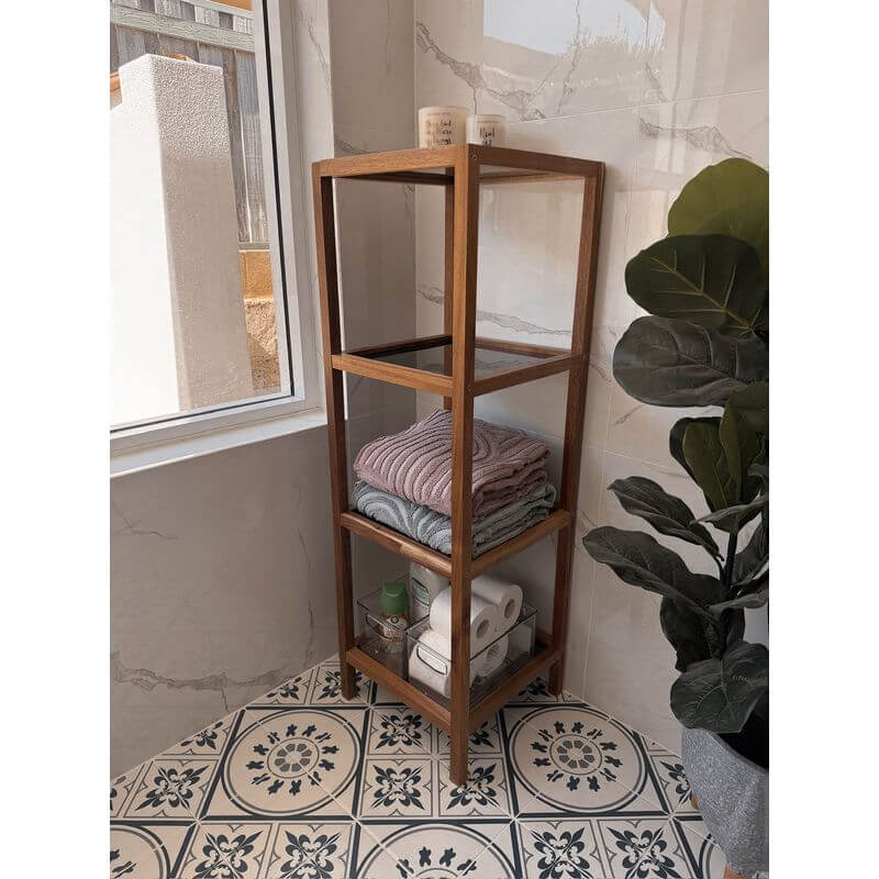 Fern Wood & Glass 4 Tier Shelving Unit - HOME STORAGE - Shelves and Cabinets - Soko and Co