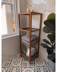 Fern Wood & Glass 4 Tier Shelving Unit - HOME STORAGE - Shelves and Cabinets - Soko and Co