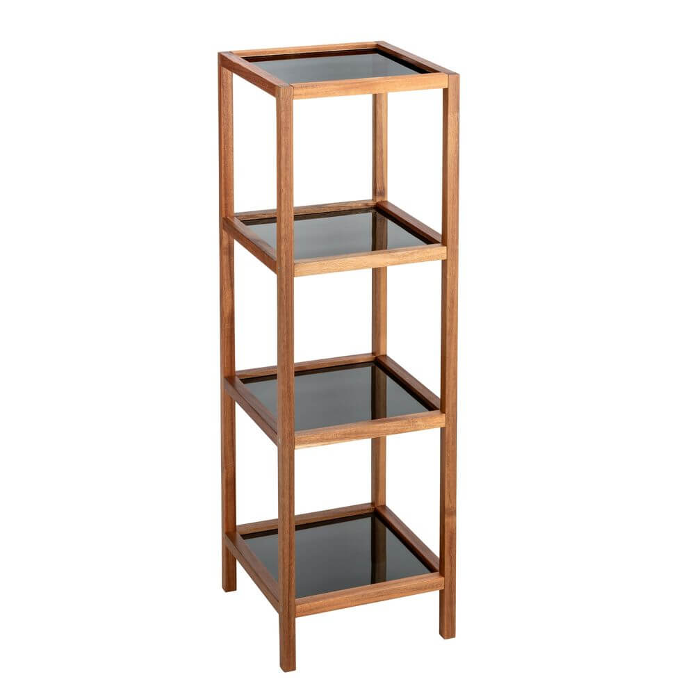 Fern Wood & Glass 4 Tier Shelving Unit - HOME STORAGE - Shelves and Cabinets - Soko and Co