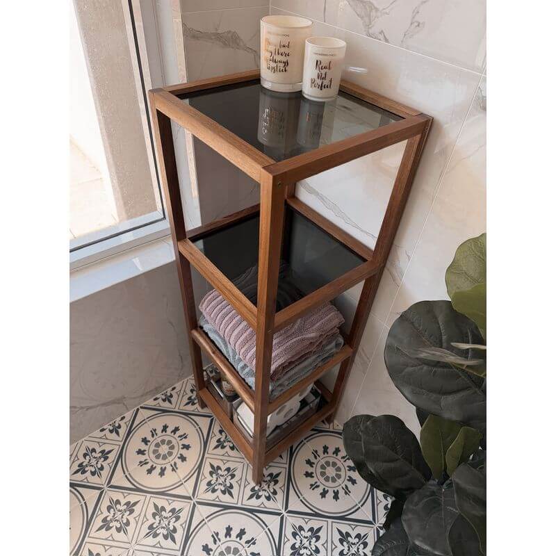 Fern Wood & Glass 4 Tier Shelving Unit - HOME STORAGE - Shelves and Cabinets - Soko and Co