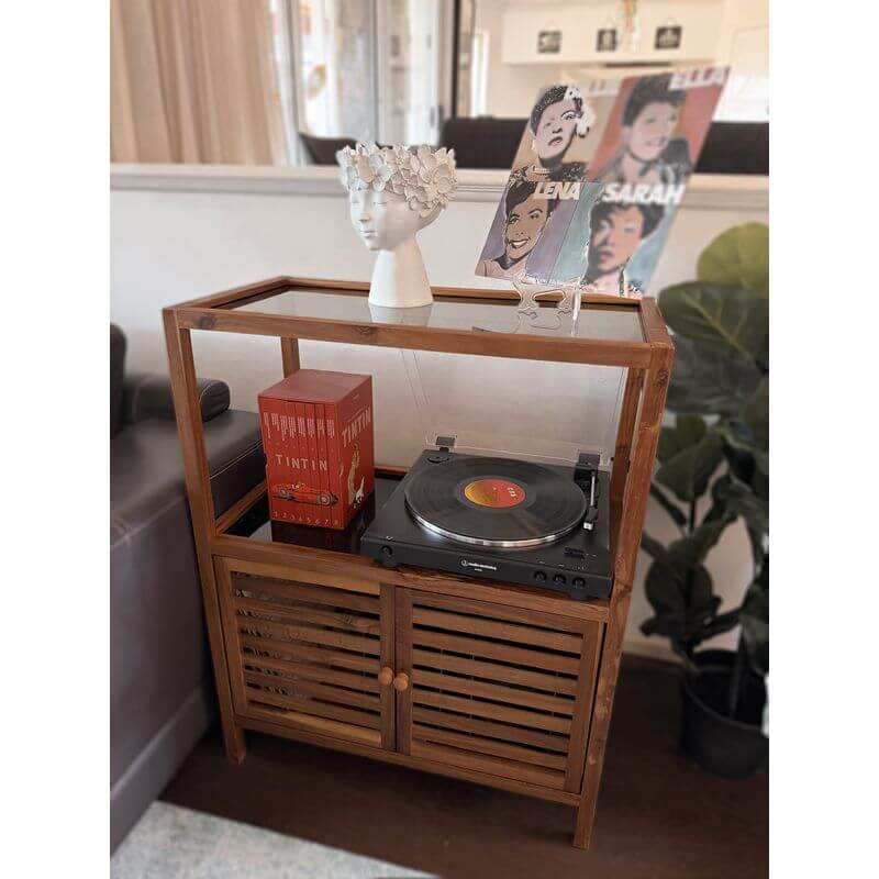 Fern Wood &amp; Glass Shelf and 2 Door Cabinet - HOME STORAGE - Shelves and Cabinets - Soko and Co