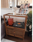 Fern Wood & Glass Shelf and 2 Door Cabinet - HOME STORAGE - Shelves and Cabinets - Soko and Co