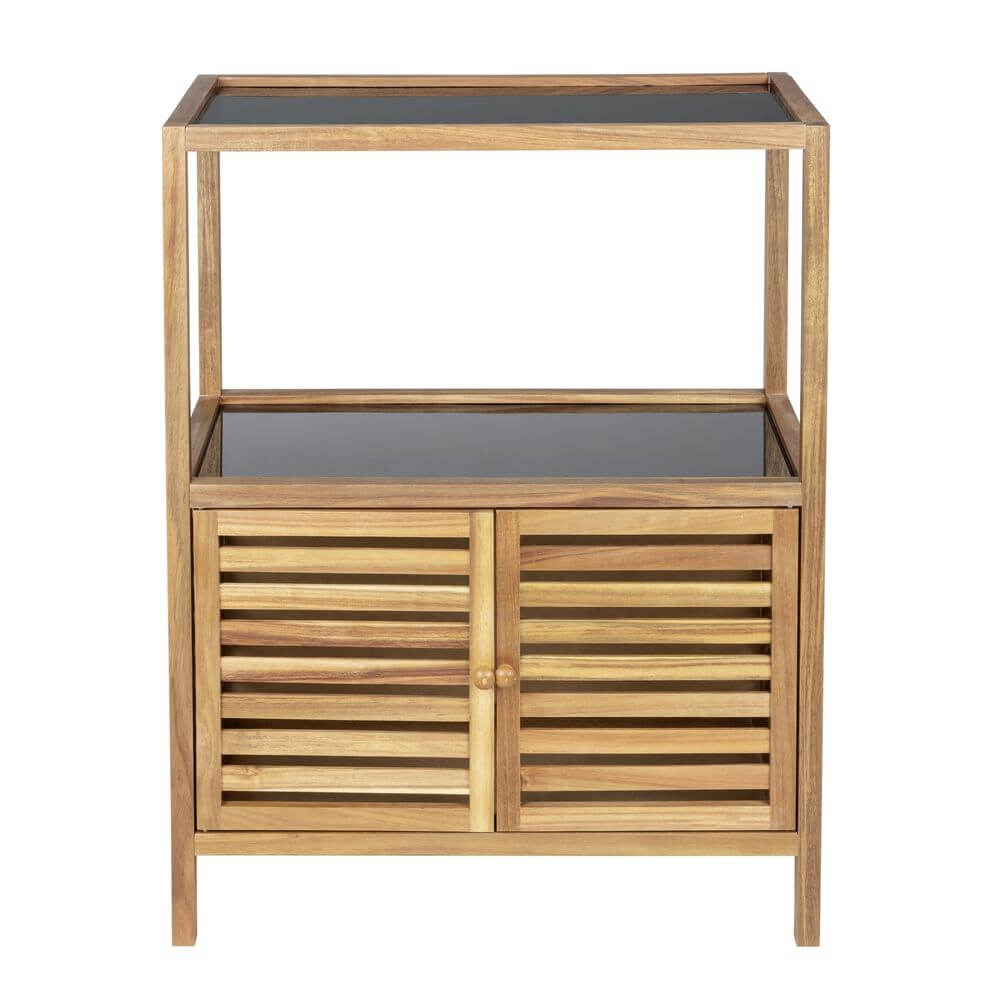 Fern Wood &amp; Glass Shelf and 2 Door Cabinet - HOME STORAGE - Shelves and Cabinets - Soko and Co