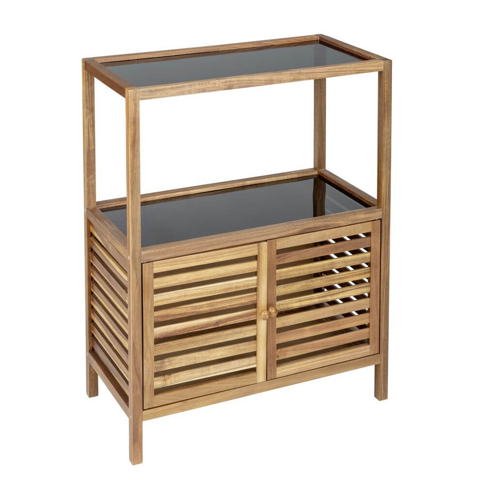 Fern Wood &amp; Glass Shelf and 2 Door Cabinet - HOME STORAGE - Shelves and Cabinets - Soko and Co