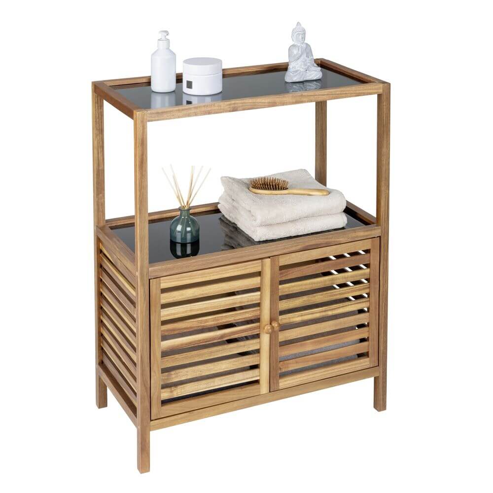 Fern Wood &amp; Glass Shelf and 2 Door Cabinet - HOME STORAGE - Shelves and Cabinets - Soko and Co
