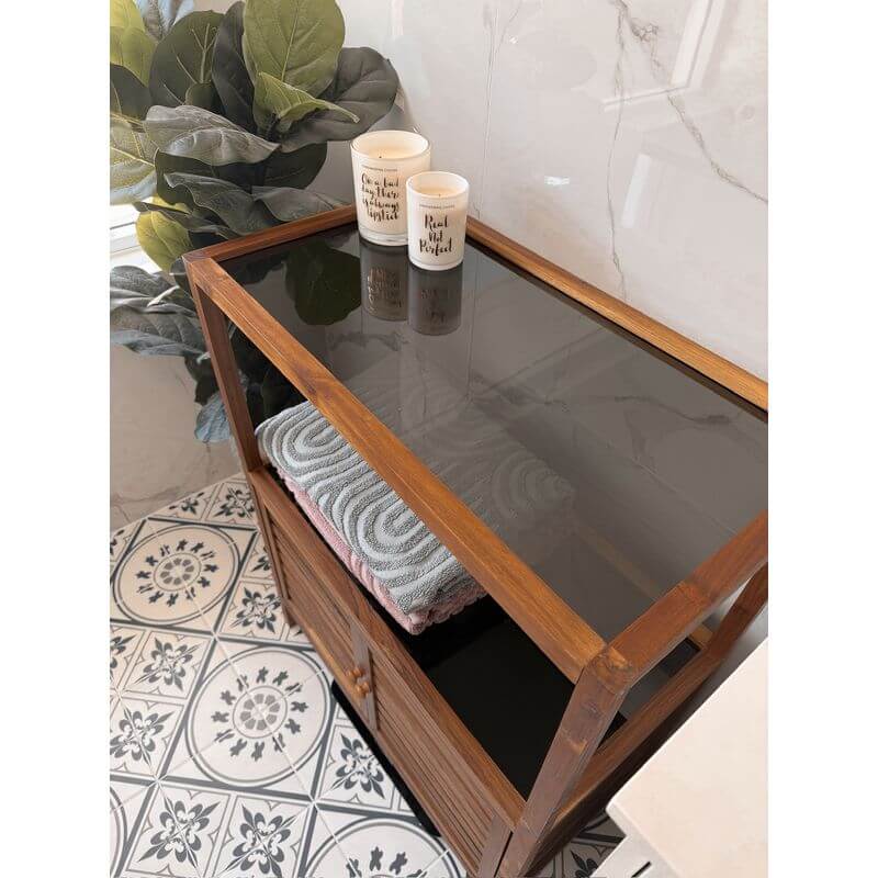 Fern Wood & Glass Shelf and 2 Door Cabinet - HOME STORAGE - Shelves and Cabinets - Soko and Co