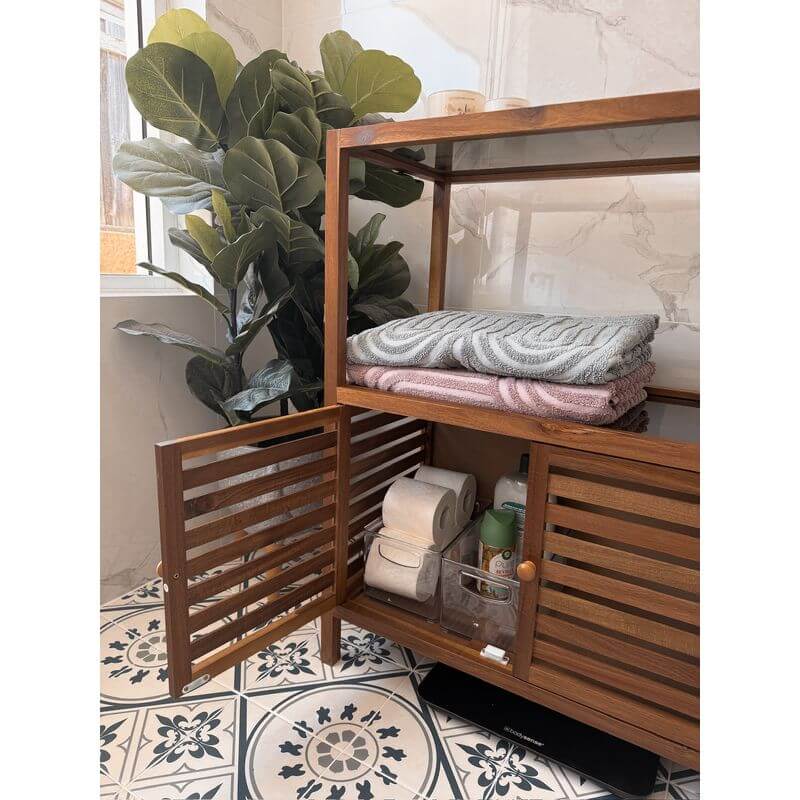 Fern Wood & Glass Shelf and 2 Door Cabinet - HOME STORAGE - Shelves and Cabinets - Soko and Co