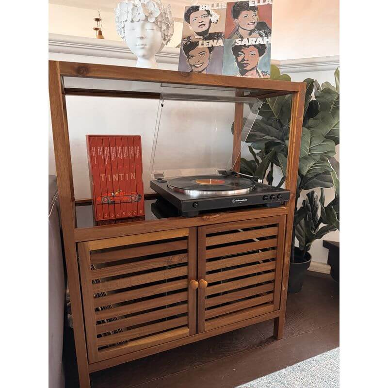 Fern Wood & Glass Shelf and 2 Door Cabinet - HOME STORAGE - Shelves and Cabinets - Soko and Co