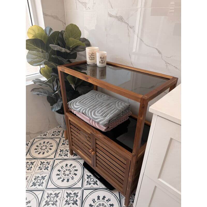 Fern Wood &amp; Glass Shelf and 2 Door Cabinet - HOME STORAGE - Shelves and Cabinets - Soko and Co