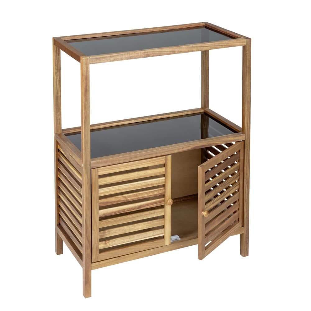 Fern Wood &amp; Glass Shelf and 2 Door Cabinet - HOME STORAGE - Shelves and Cabinets - Soko and Co