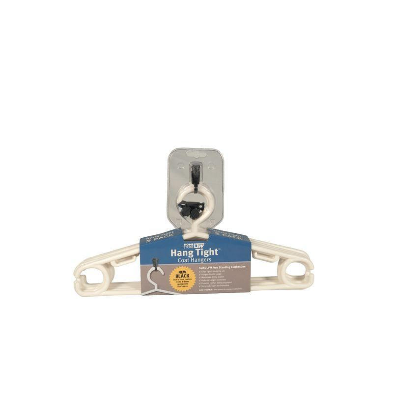 Hang Tight Plastic Coat Hangers & Clothesline Clips 5 Pack White - WARDROBE - Clothes Hangers - Soko and Co