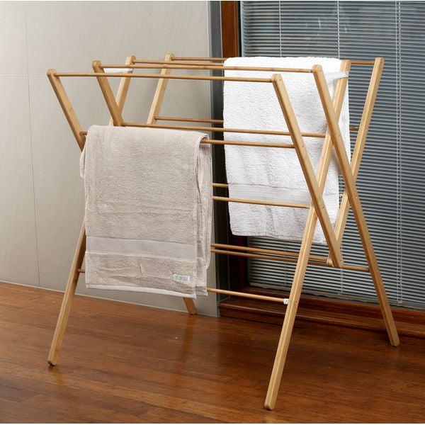 Heavy Duty W-Frame Bamboo Clothes Airer - LAUNDRY - Airers - Soko and Co