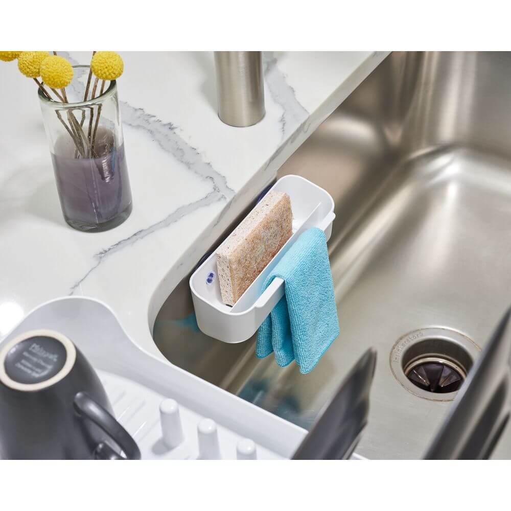 iDesign Suction Sink Caddy with Cloth Holder White - KITCHEN - Sink - Soko and Co