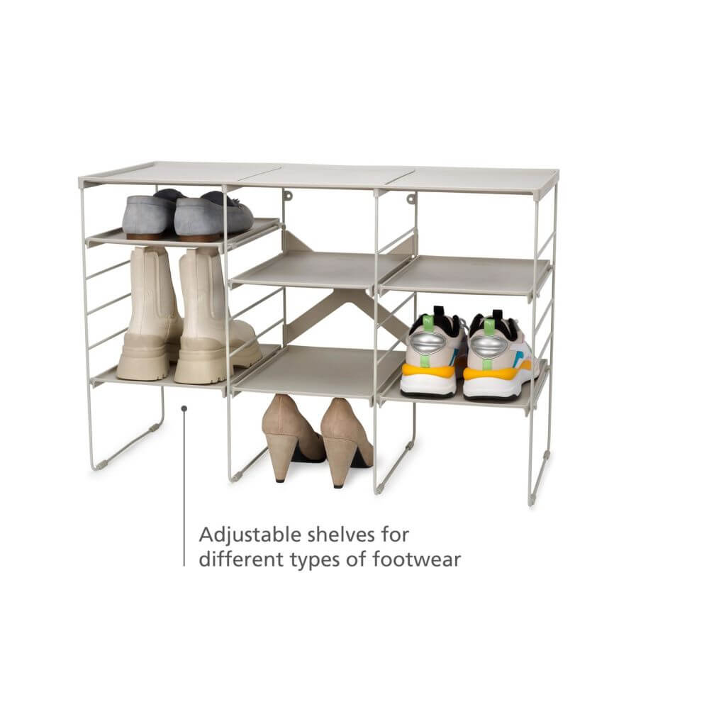 Joseph Joseph Adjustable Shoe Rack Large Ecru - WARDROBE - Shoe Storage - Soko and Co