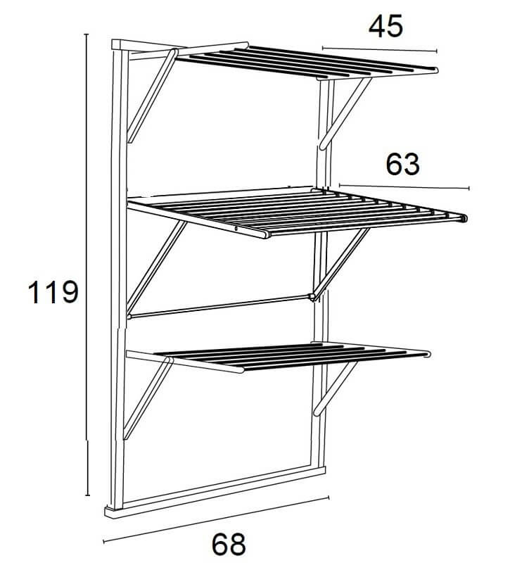 Karim 3 Tier Wall Mounted Clothes Airer White - LAUNDRY - Airers - Soko and Co