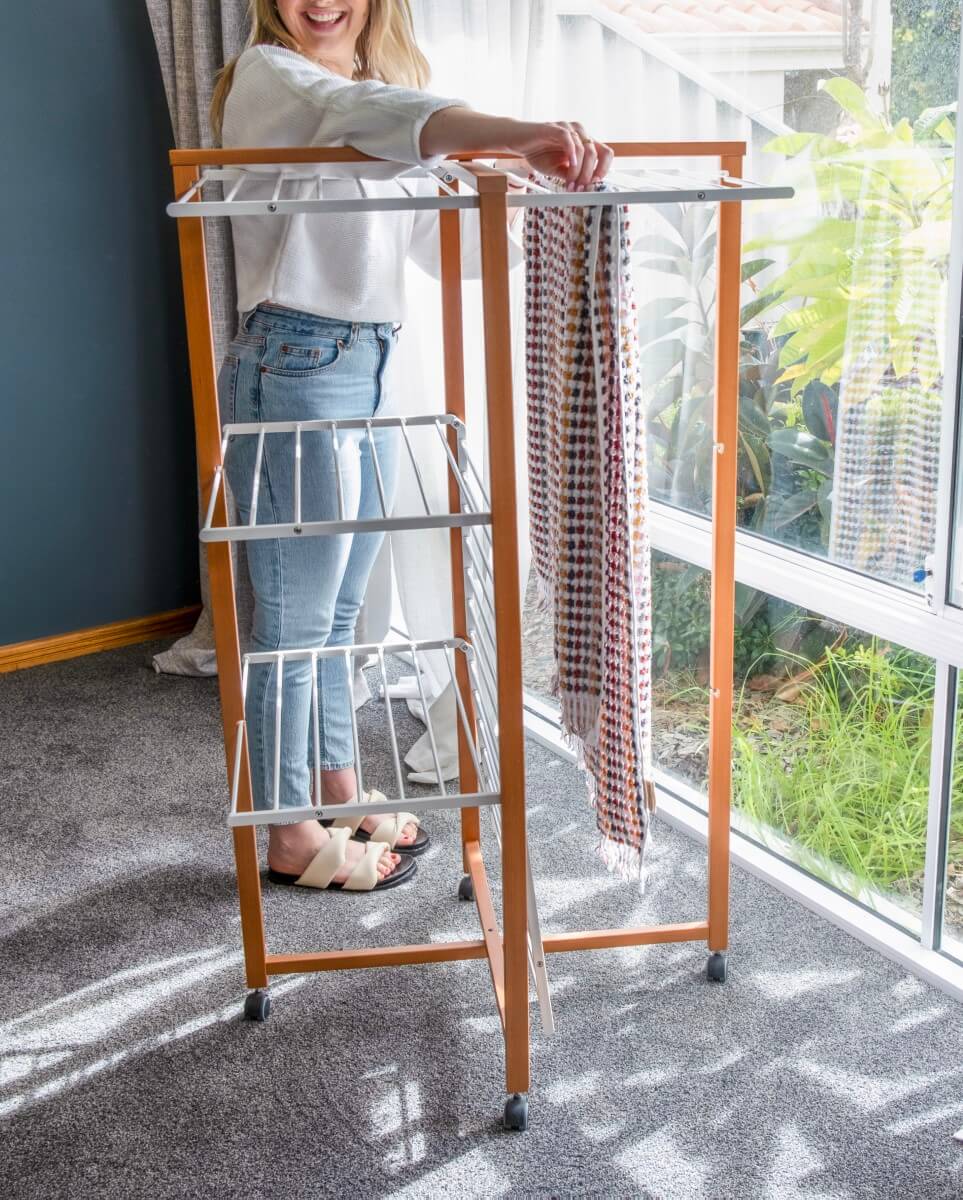 Karisma 3 Tier Tower Clothes Airer Cherry Wood - LAUNDRY - Airers - Soko and Co