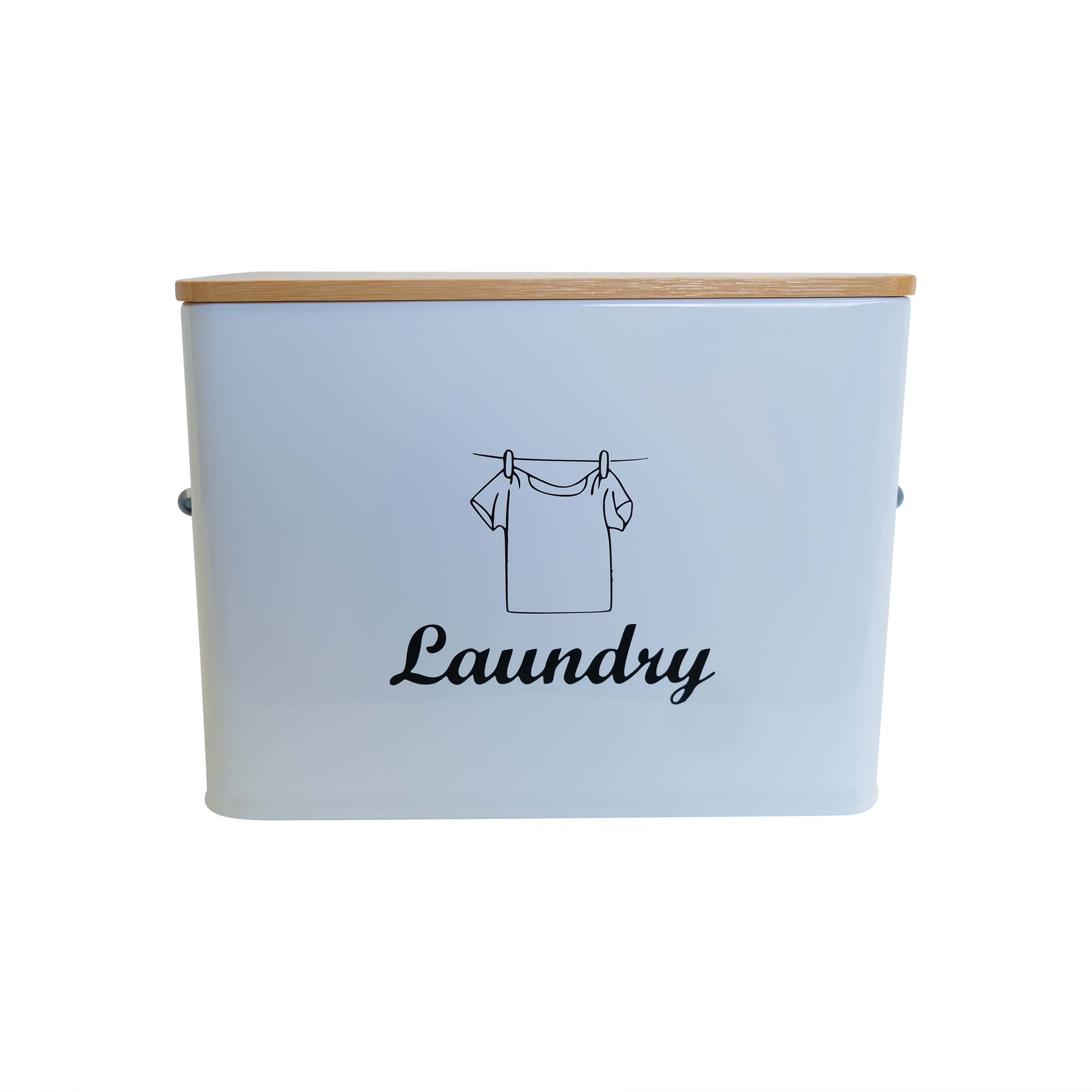 Laundry Powder Tin With Bamboo Lid White - LAUNDRY - Accessories - Soko and Co