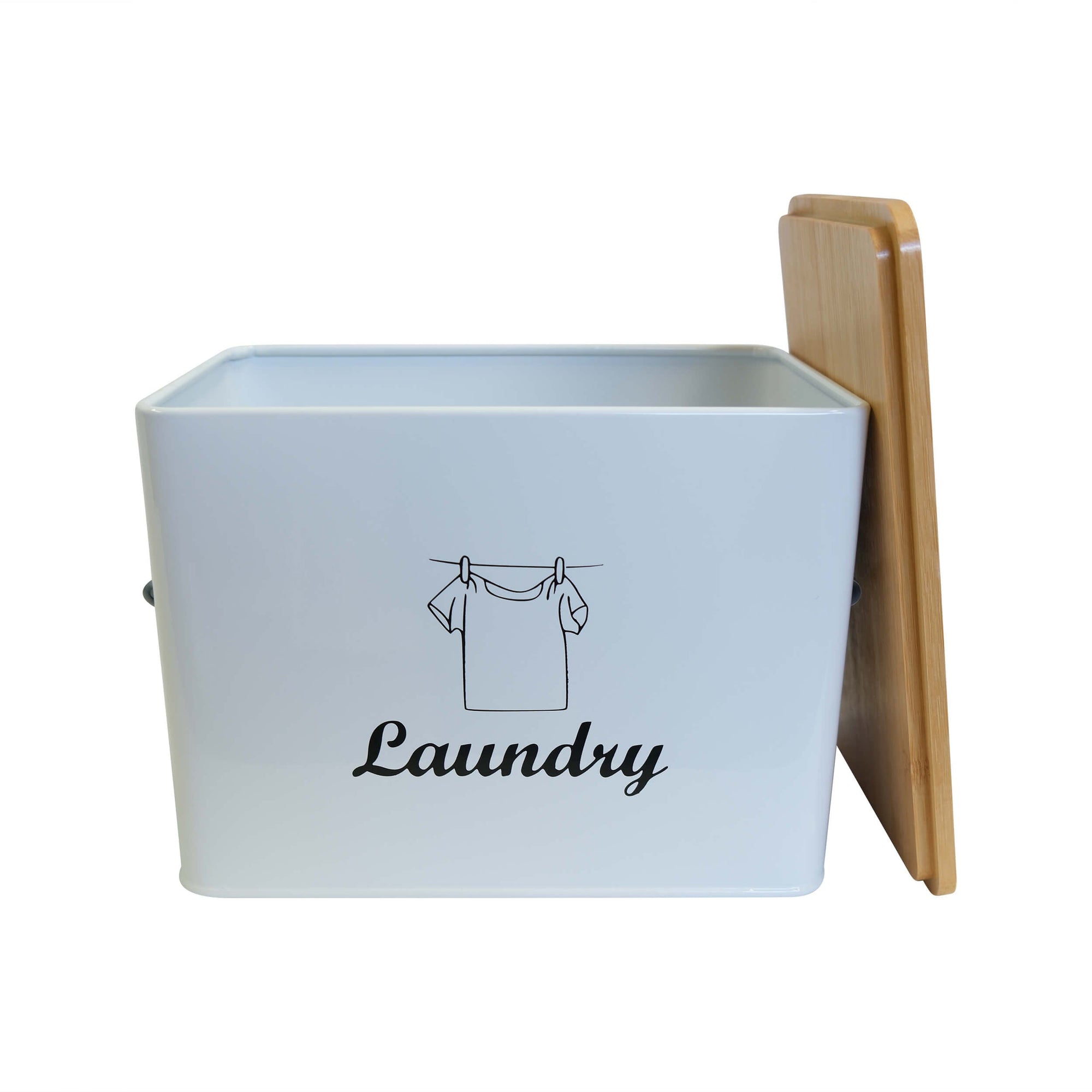 Laundry Powder Tin With Bamboo Lid White - LAUNDRY - Accessories - Soko and Co