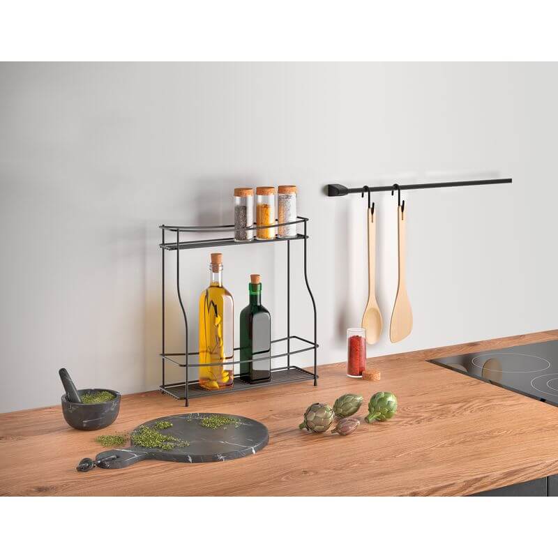Lava 2 Tier Spice and Oil Bench Rack Black - KITCHEN - Spice Racks - Soko and Co