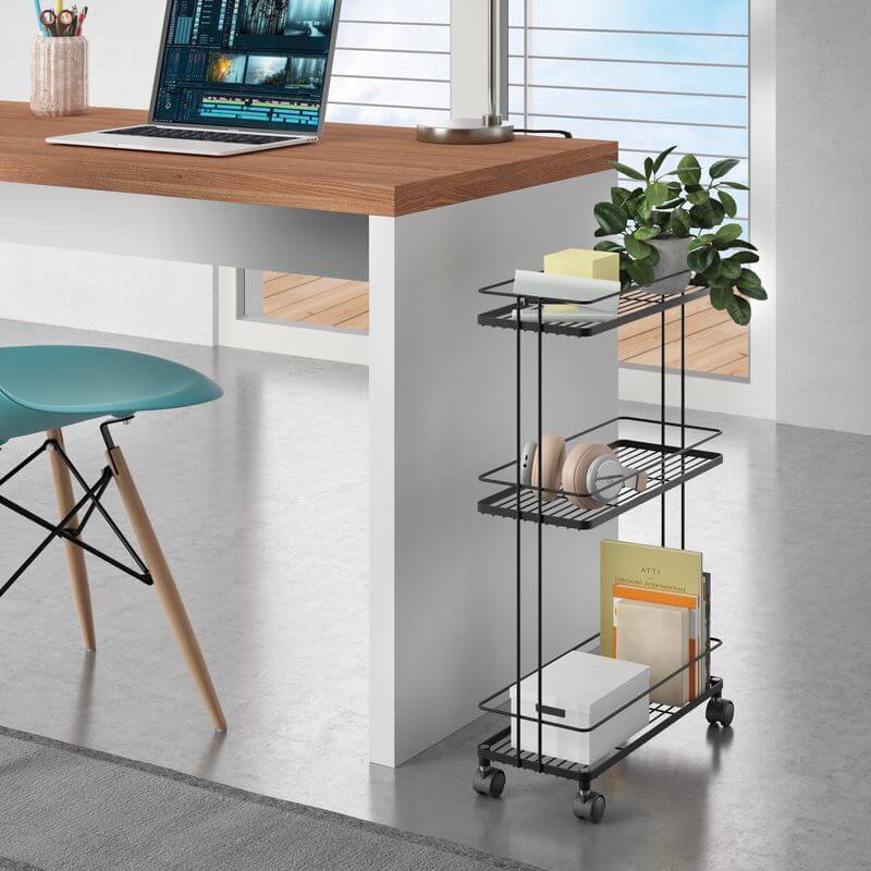 Lava 3 Tier Narrow Storage Trolley Black - HOME STORAGE - Storage Trolleys - Soko and Co