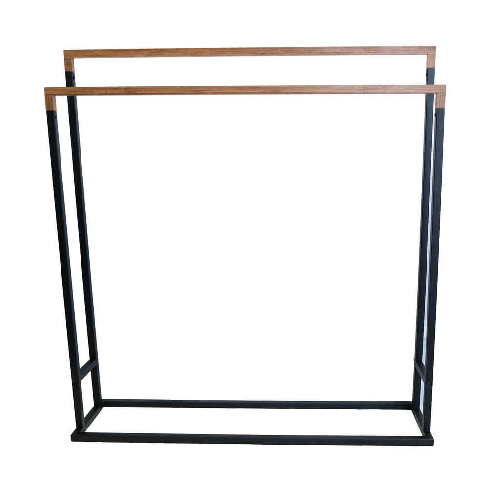 Limited Edition Wide Towel Rack Bamboo and Matte Black - BATHROOM - Towel Racks - Soko and Co