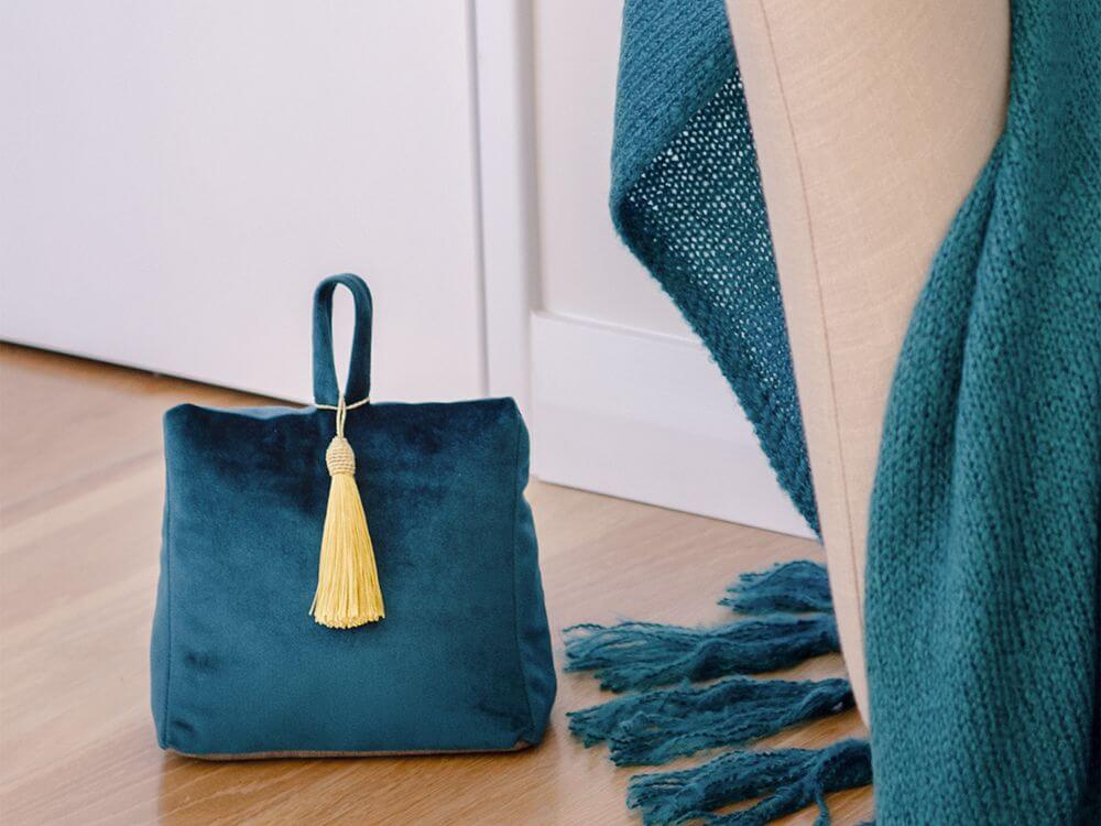 Luxury Velvet Door Stop Green Soko & Co