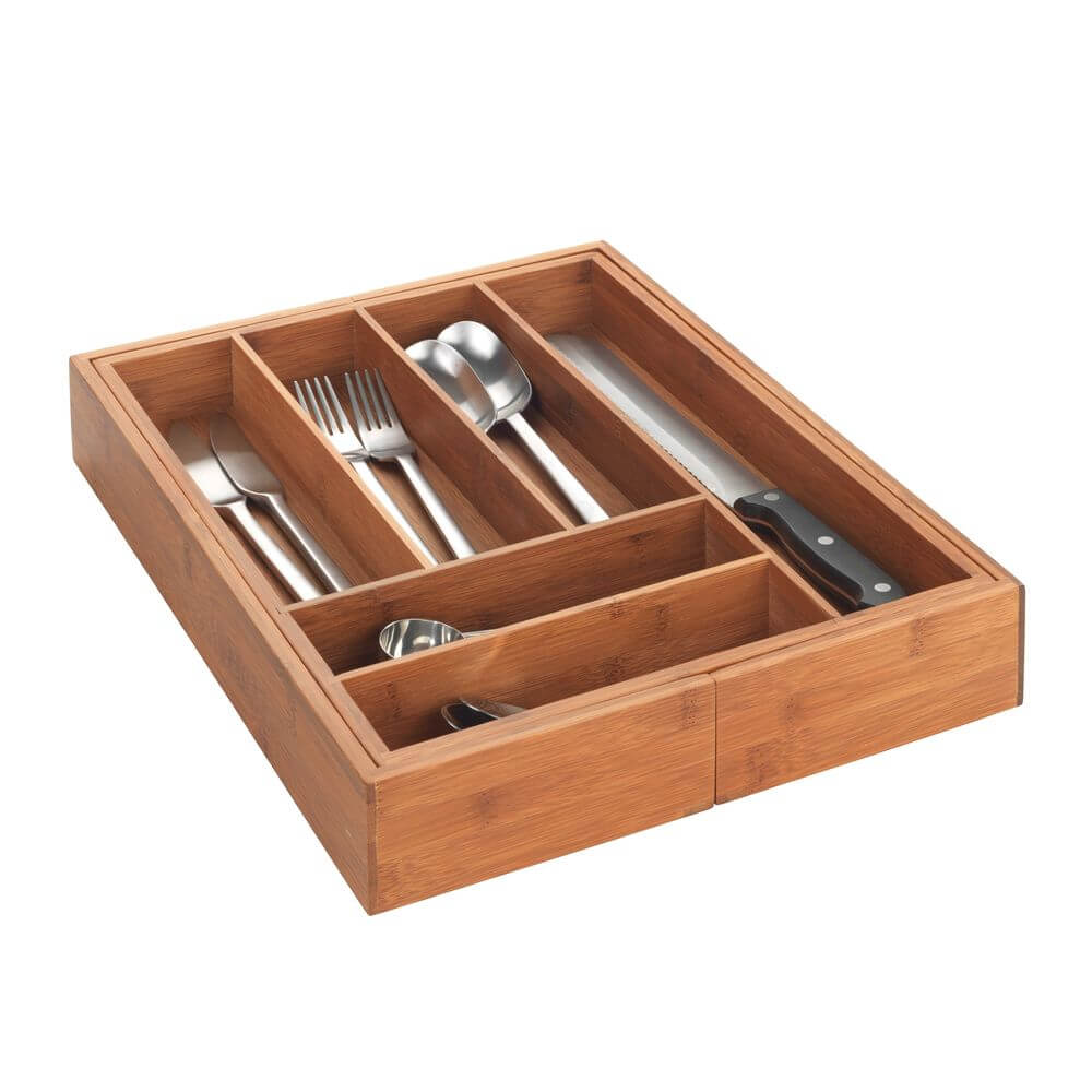 Mera 8 Compartment Expandable Cutlery Tray Bamboo - KITCHEN - Cutlery Trays - Soko and Co