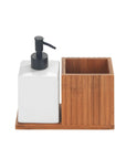 Mera Dish Soap and Brush Holder Ceramic and Bamboo - KITCHEN - Sink - Soko and Co