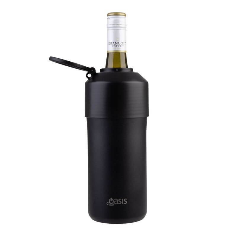 Oasis Double Wall Insulated Adjustable Wine Cooler Black