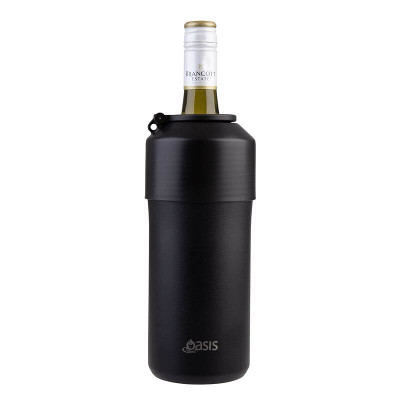 Oasis Double Wall Insulated Adjustable Wine Cooler Black