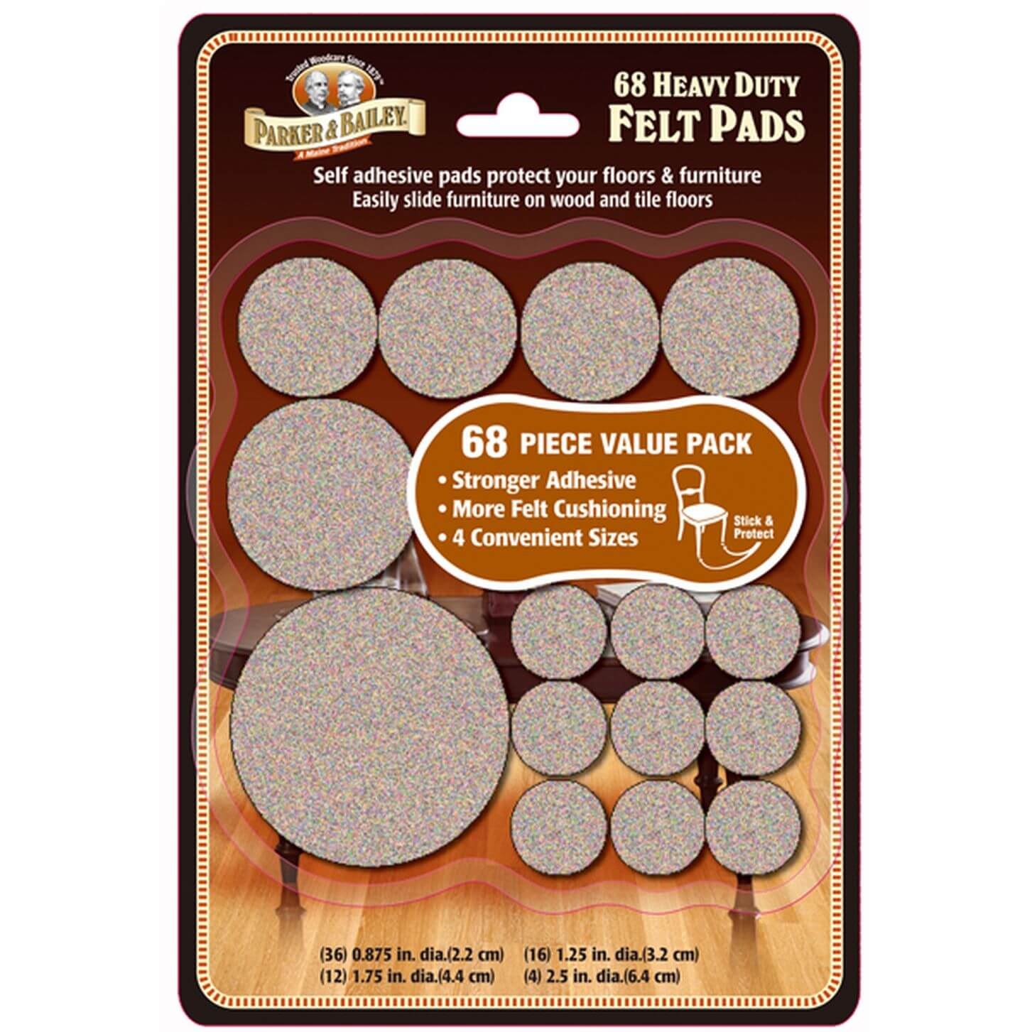 Parker & Bailey Assorted Heavy Duty Felt Pads 68 Pack - LAUNDRY - Cleaning - Soko and Co