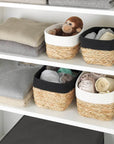 Rika Small Rectangular Storage Basket White & Natural - HOME STORAGE - Baskets and Totes - Soko and Co