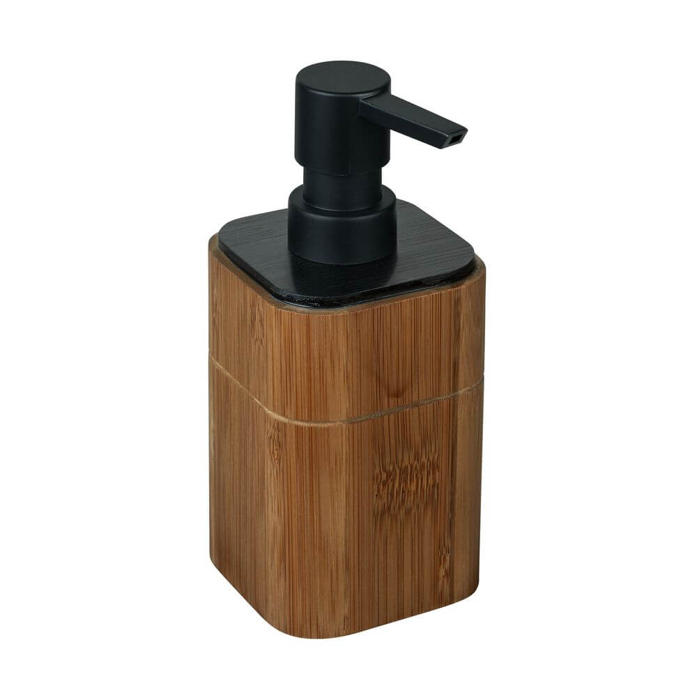 Serro Soap Dispenser Bamboo and Black - BATHROOM - Soap Dispensers and Trays - Soko and Co