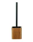 Serro Toilet Brush Holder Bamboo and Black - BATHROOM - Toilet Brushes - Soko and Co