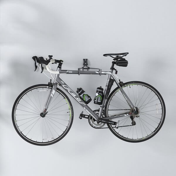 An Elfa Horizontal Bike Rack mounted on a wall