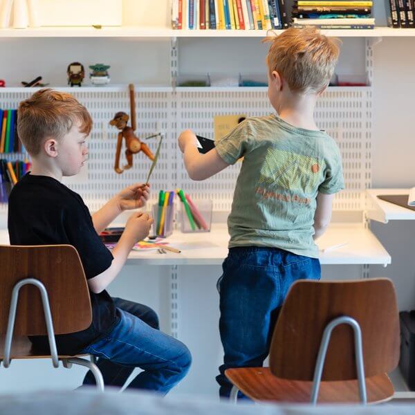 Elfa shelving installed as a children's study desk