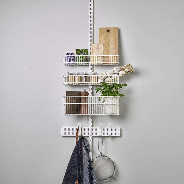 Elfa's Wire Utility Baskets and Storing Board organising kitchen and pantry essentials