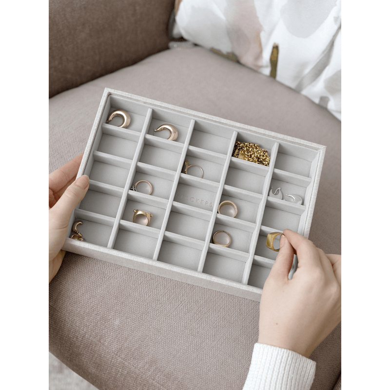 Stackers Classic 25 Section Layer Oatmeal Linen - WARDROBE - Jewellery Storage - Soko and Co