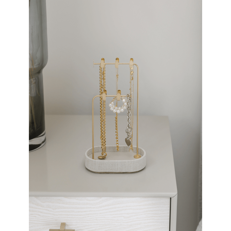 Stackers Multi Hook Jewellery Stand Oatmeal Linen - WARDROBE - Jewellery Storage - Soko and Co