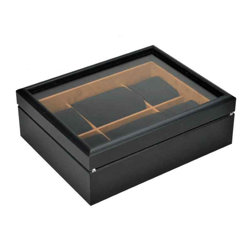 Urburn 6 Compartment Watch Box Black - WARDROBE - Jewellery Storage - Soko and Co