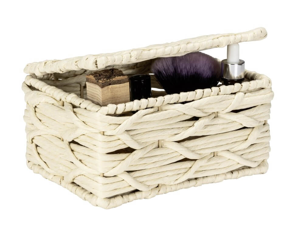 Vabriano Lidded Woven Storage Box Cream - HOME STORAGE - Baskets and Totes - Soko and Co